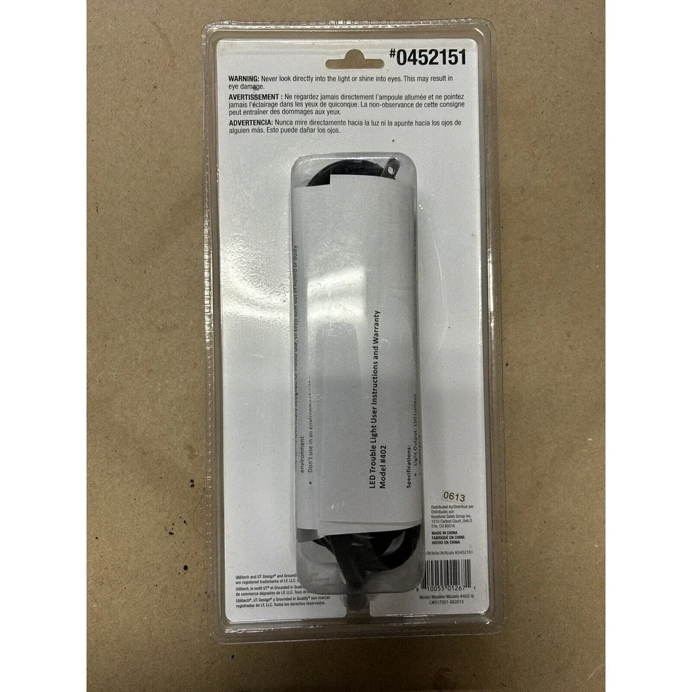 Utilitech Led Trouble SPOT Light Lamp 6 ft cord- 150 lumens carabiner clip NEW